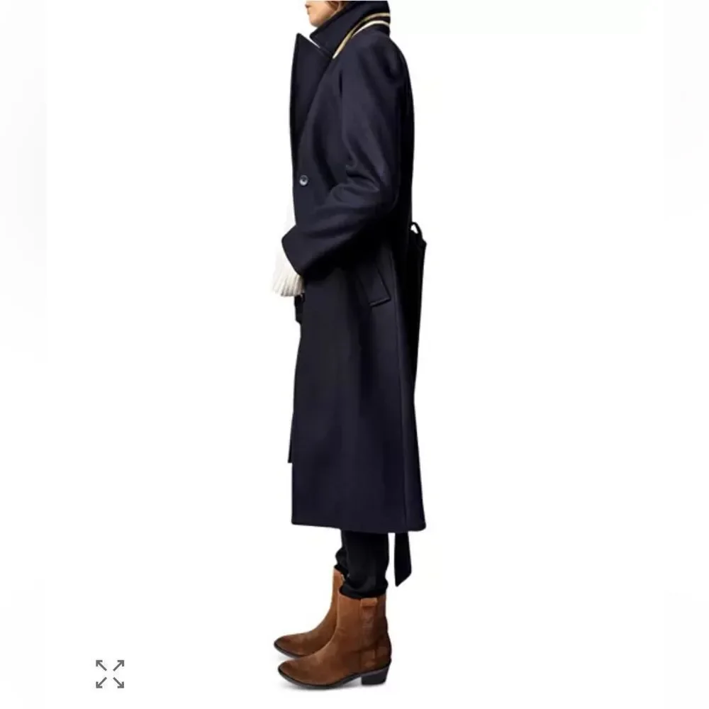$798 Zadig & Voltaire Monaco Virgin Wool Blend Coat NEW Small